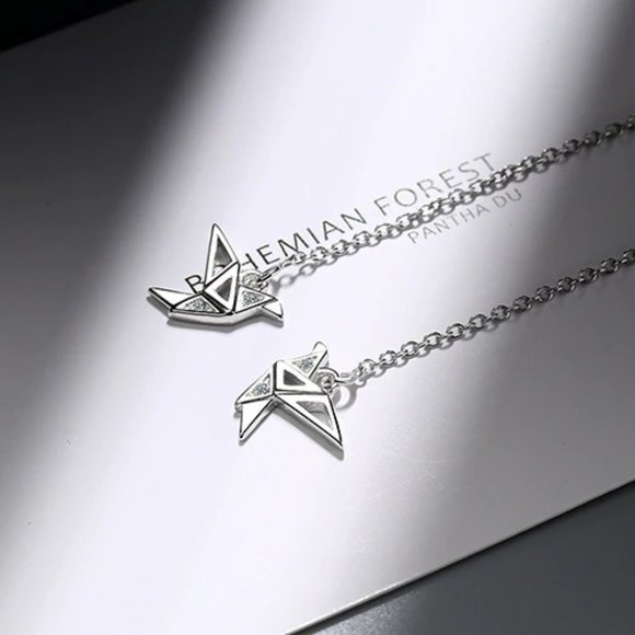 NEW Inlaid Zircon Four-leaf Flower Chain Necklace and Earrings Set - Picture 3 of 8